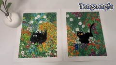 2 Pack Black Cat & Flowers Paint by Numbers Kit for Adults – DIY Acrylic Canvas