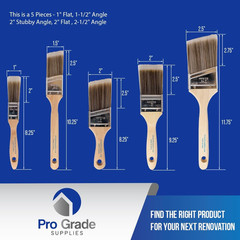 , Paint Brushes, 5-Piece, Paint Brush Set: Flat & Angle Brushes for Latex and Oi