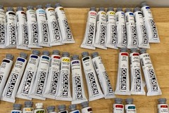 LOT OF 50 GOLDEN HEAVY BODY ARTIST COLORS ACRYLIC PAINT 59 ML 2 FL oz good mix