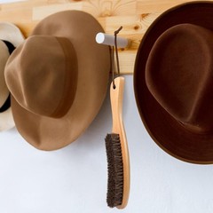 Luxury 2 Pcs Horsehair Hat Brush Kit & Lint Cleaning Sponge – Wooden Finish