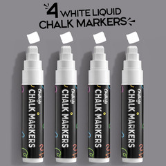 Chalkola White Window Chalk Markers for Cars Glass Washable – (10mm, 4 Pack) | J