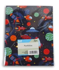 2 Pocket Portfolio Folder – 9.5 x 11.5 Inches () Spaceships and Skateboards