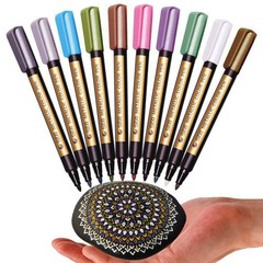 10 Pcs Metallic Marker Pens Colorful Highlighter Student Art Drawing Grffiti Set