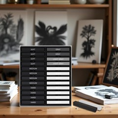 24 Pcs Compressed Charcoal Sticks with Soft, Medium, Hard and White Charcoal,…