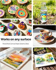 24 Colors Dual Tip Acrylic Paint Markers for Rock Wood Glass Fabric DIY Crafts