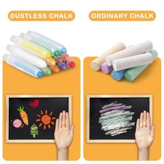 Dustless Chalk for Kids Toddlers – Colored Sidewalk Chalk with Holder 12 Pcs