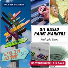 5 Colors Oil-Based Paint Markers, Waterproof Quick Dry Permanent Paint Pen for R