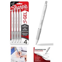 4 Count S-Gel Pens – Black Ink, Medium Point 0.7mm with Comfort Grip for Writing