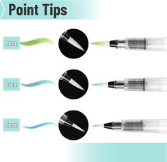 Professional Set of 3 Watercolor Brush Pens with Nylon Bristles for Blending