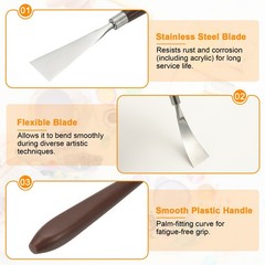 5pcs Painting Palette Knife 2.44 x 0.91 Inch Stainless Steel with Plastic Handle