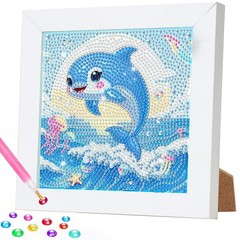 CEOVR Diamond Art Kits for Kids with Wooden Frame, Whale Diamond Painting Dot…
