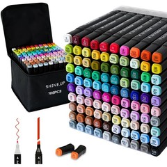 100 Colors Dual Tip Alcohol Markers Set, Chisel & Fine Point, plus 1 Colorles…