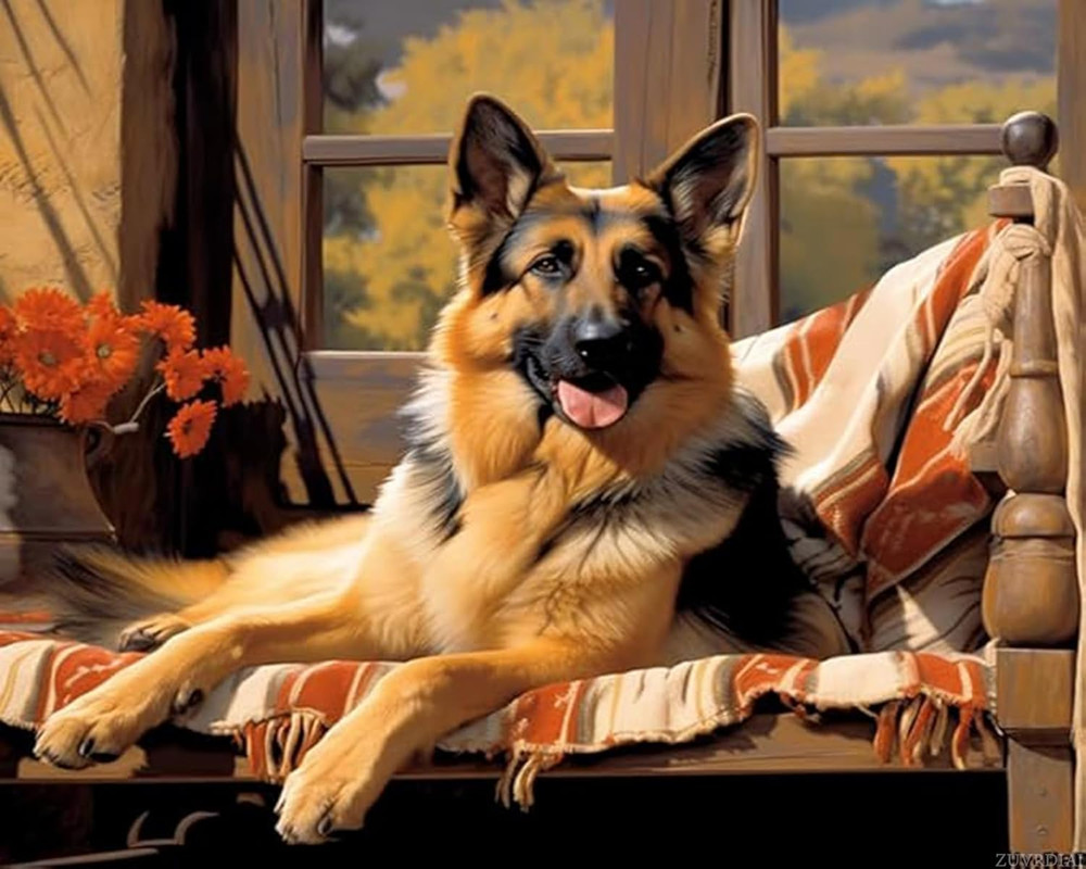 Paint by Numbers for Adults German Shepherd Dog Acrylic Paintworks for Beginners