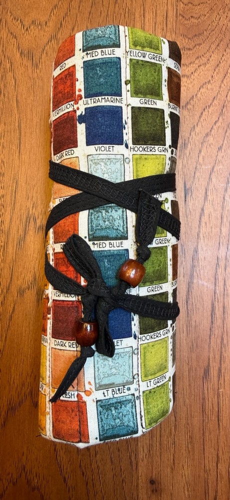WATERCOLOR PAINT BRUSH ROLL – BRUSH ROLL – PENCIL/PEN ROLL – BEAUTIFUL-MUST SEE