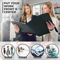 11×17 Art Portfolio Binder with Mounting Paper – (Black) Large Portfolio Fold…