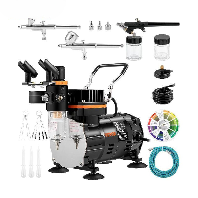 Dual-Action Airbrush Kit 120W Electric Spray Gun Air Brush Painting Professional