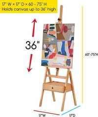 MEEDEN Forward Tilt Studio H-Frame Easel with Art Supply Storage Natural