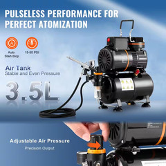 Airbrush Kit, Dual Fan Compressor with 3. 5L Tank, 0. 3Mm Tip Airbrush Set, for
