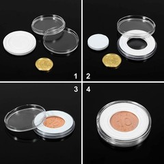 100PCS 30mm Silver Gold Coin Cases Capsules Holder Clear Plastic Round Storage