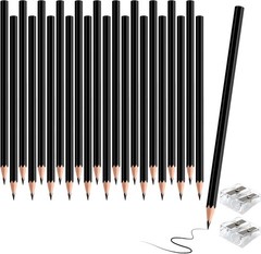 24 PCS Black Colored Pencils, Pre-sharpened Professional Wooden Art Pencils Set
