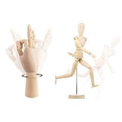 2 Pack 8″ Drawing Mannequin,7″ Little Hand Model,Artists Wooden Drawing Figur…