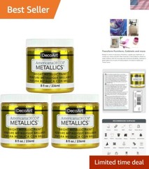 Americana Metallics 24K Gold Paint – Flexible Use on Multiple Surfaces, 3 Pack