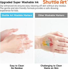 Shuttle Art Super Washable Markers, 30 Colors Broad Line Conical Tip Markers for