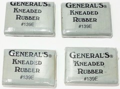 Lot of 4 General’s Eraser Grey Kneaded Rubber #139E