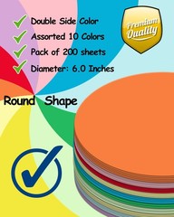 200 Sheets Assorted Colors 6 In Construction Paper Circles Craft Pack