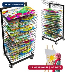 Art Drying Rack for Painting 18 Removable Shelves(A3) Metal,Mobile Lockable Whee