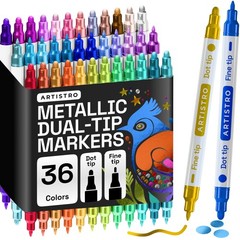 Metallic Dual-Tip Acrylic Paint Markers – 1mm Fine & 1-5mm Brush Tips for Art