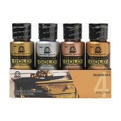 4 Bottle Treasure Gold Acrylic Craft Paint Set 2 oz Bottles for DIY Projects