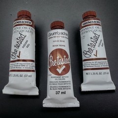 Lot E: Vintage Unused Grumbacher PreTested Oil Paint Terra Rosa x1 Indian Red x2