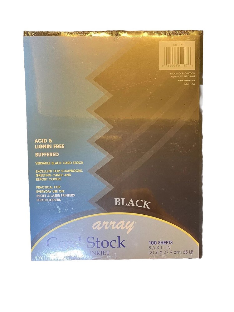 Pacon Array Black Cardstock 65 lb. Paper 8.5″ x 11″ 100 Sheets/Pack (101187)