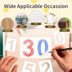30 Pcs Number Stencils Reusable Plastic Alphabet Crafts Lettering Kit Set