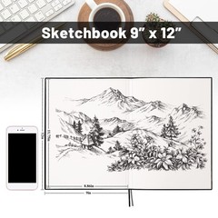 Hardcover Sketch Book 9x12in 46 Sheets 92 Pages 160GSM Drawing Paper Pad USA New
