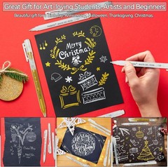 PANDAFLY Gold Silver White Gel Pens, 1mm Extra Fine Point White Pen for Art