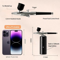 Black Rechargeable Cordless Airbrush Kit Portable Handheld Compressor Tool