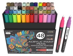 TOOLI-ART Acrylic Paint Pens 48 Markers Set Limited Edition 0.7mm Extra Fine Tip