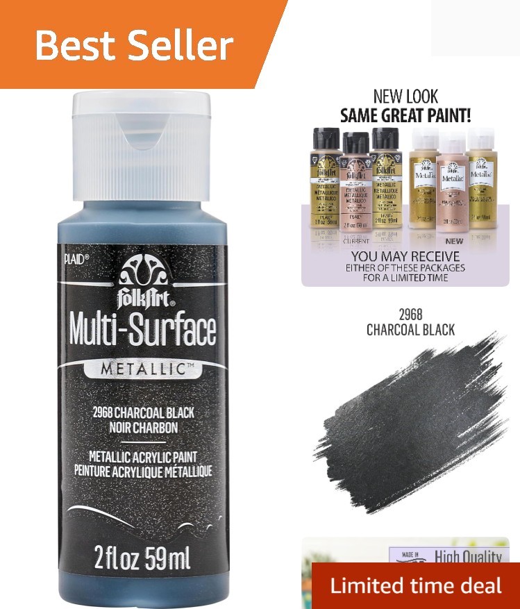 Versatile 2 oz Charcoal Black Metallic Paint – Indoor & Outdoor Use, Non-Toxic