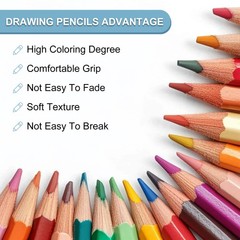 Med Drawing Pencils, 6PCS, Round , White Refill, White/Blue Pole