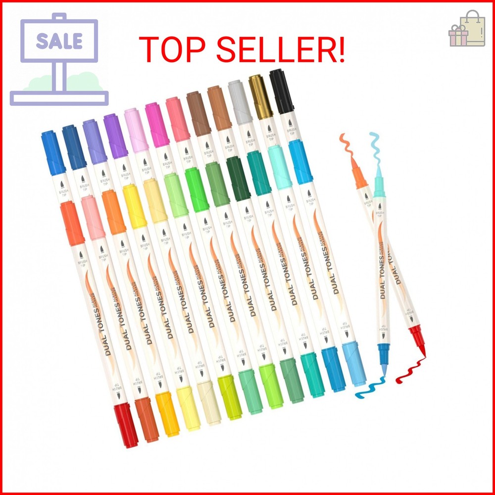 Shuttle Art 48 Colors Dual Tone Acrylic Paint Markers, 24 Pack Acrylic Paint Pen