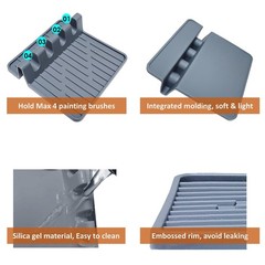 2 Pack Portable Silicone Paint Brush Holder Set, 4 Slots, Artist Stands, Craft