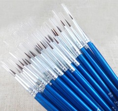 10Pcs Nylon Hair Artists Paint Brush Acrylic Watercolor Round Pointed Tip H