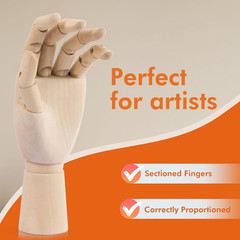 Falling in Art Wooden Hand Model, 10Inches Left Hand Mannequin Figure for Jewelr