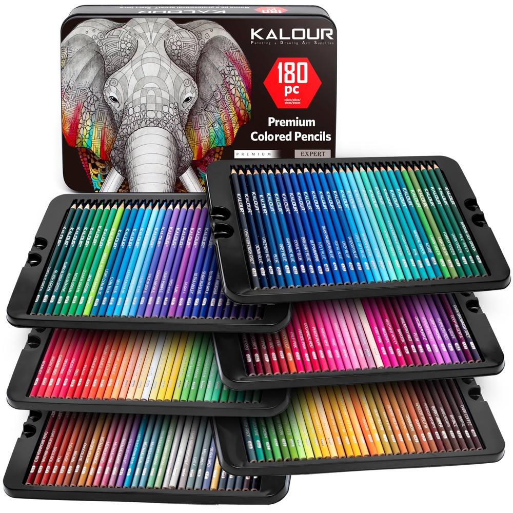 180 Colored Pencil Set for Adults Artists – Rich Pigment Soft Core -12 Metallic
