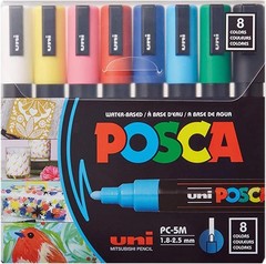 POSCA 8-Color Paint Marker Set, PC-5M Medium