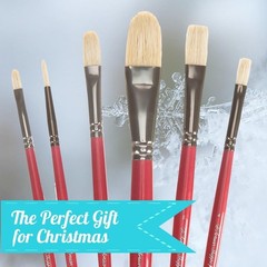 6 PCS Oil Acrylic Paint Brushes Set Natural Hog Hair Bristle Organizer