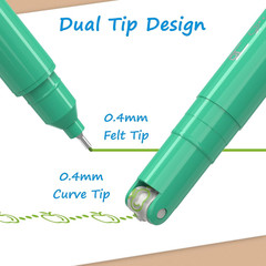 18PCS Curve Highlighter Pen Set, Dual Tip Marker Pens with 18 Different Curve Sh