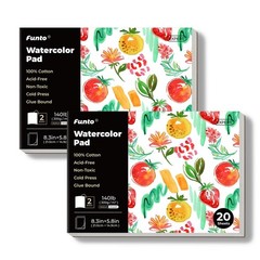 2 PCS Watercolor Pads 100% Cotton 20 Sheets 140LB/300GSM 8.3×5.8 Inch